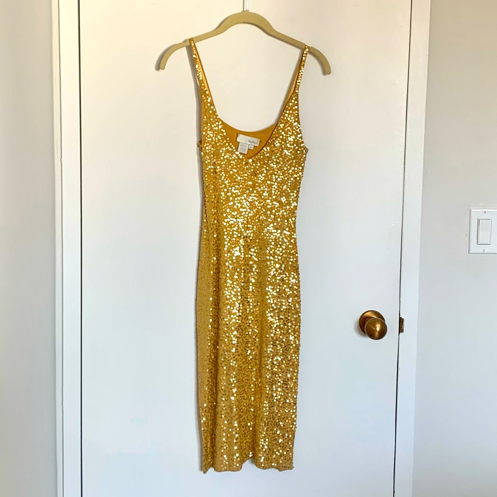 Sexy Gold Sequin Spiegel Bodycon Dress
